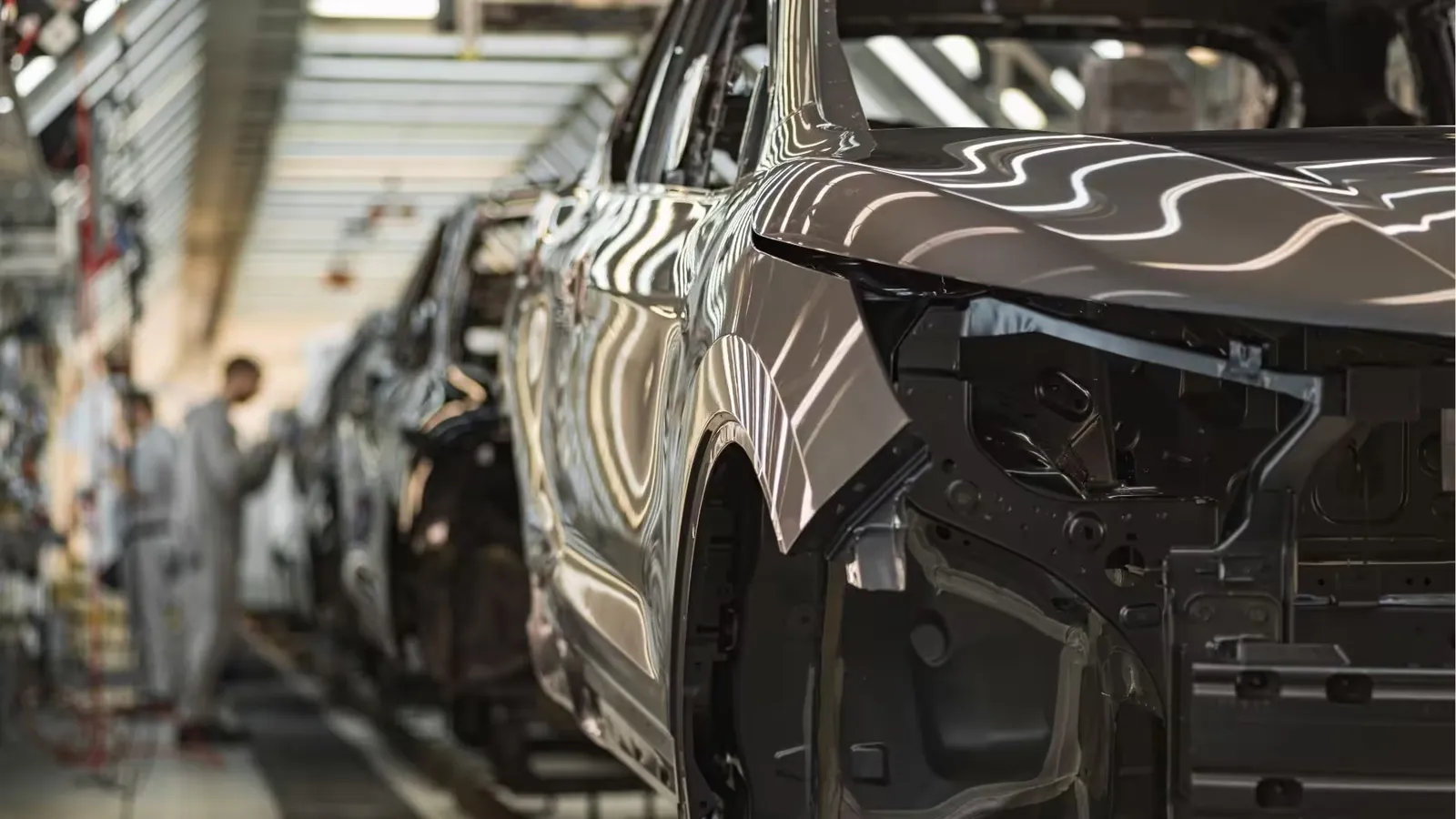 Auto-carrosserieën op een assemblagelijn in de automotive-industrie